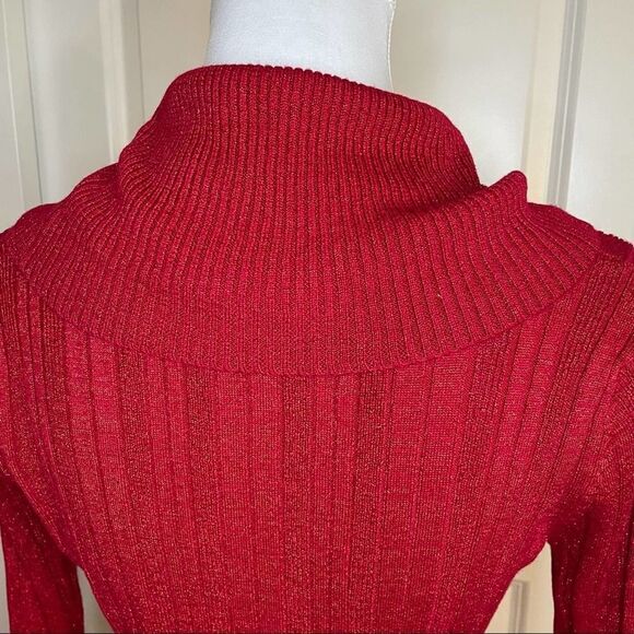 United States Sweater Red Metallic Cowl Neck S - Picture 6 of 10
